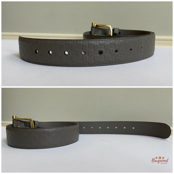 Authentic GUCCI Gray Microguccissima Leather Gold Buckle Belt 85/34 281548 main image 8